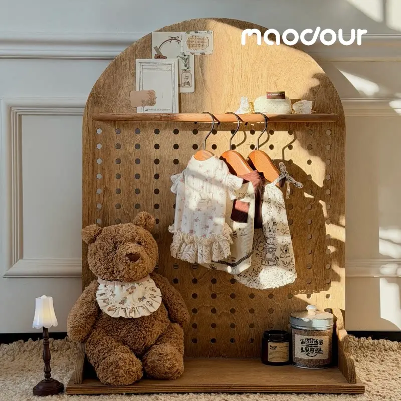 Arched Wooden Pet Pegboard Organizer